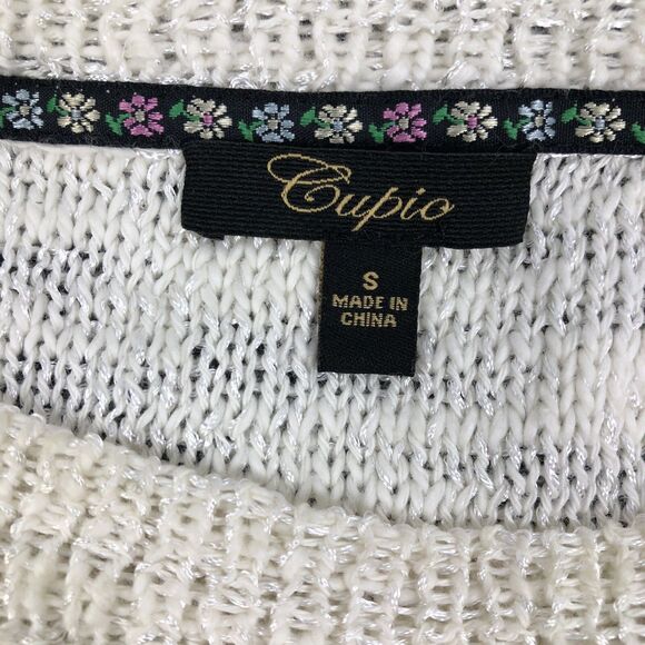 Cupio Sweater Women Size Small Ivory  w Lace Hem - Picture 5 of 9